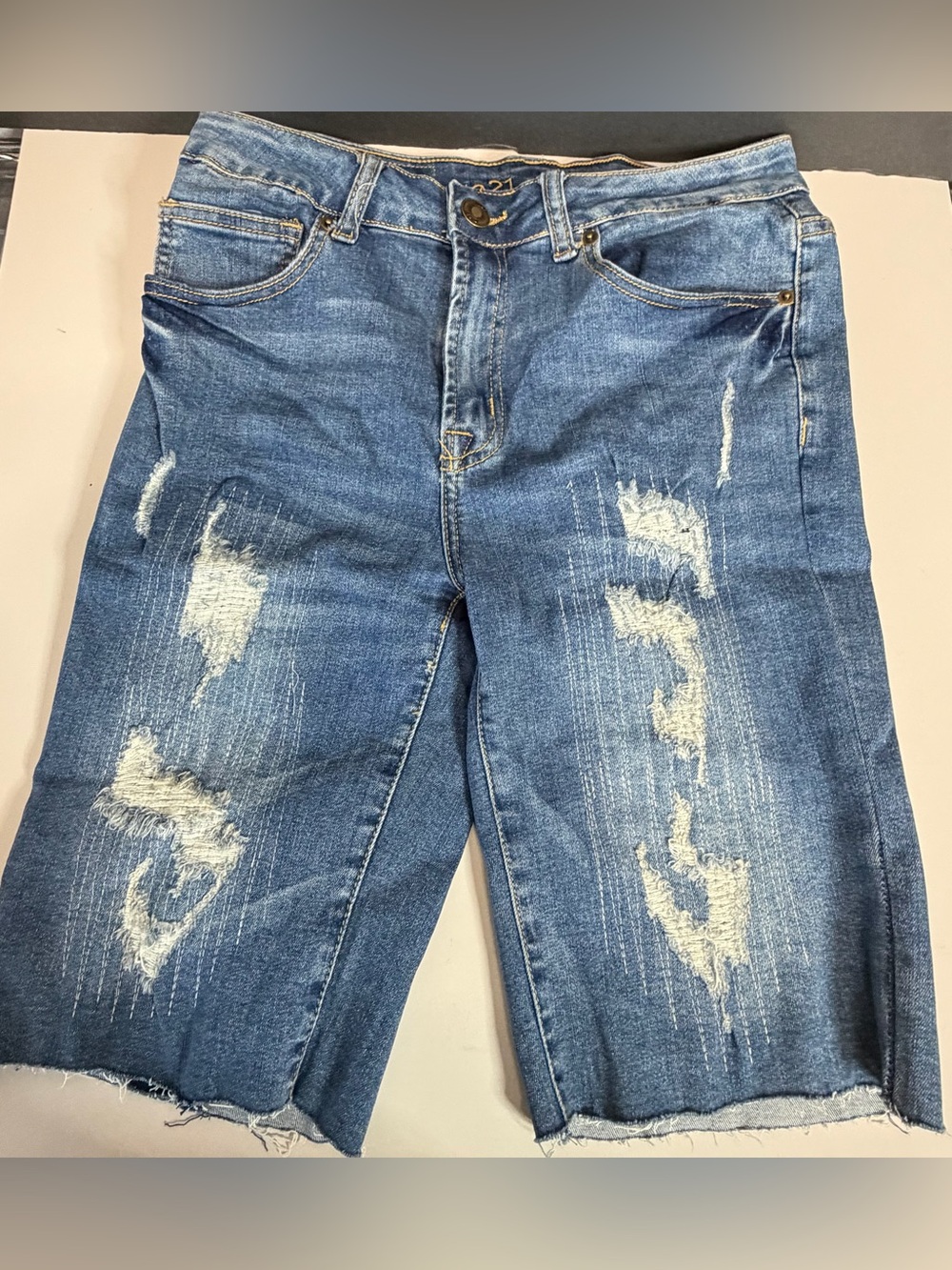 Rue21 Distressed Blue Denim Jean Shorts